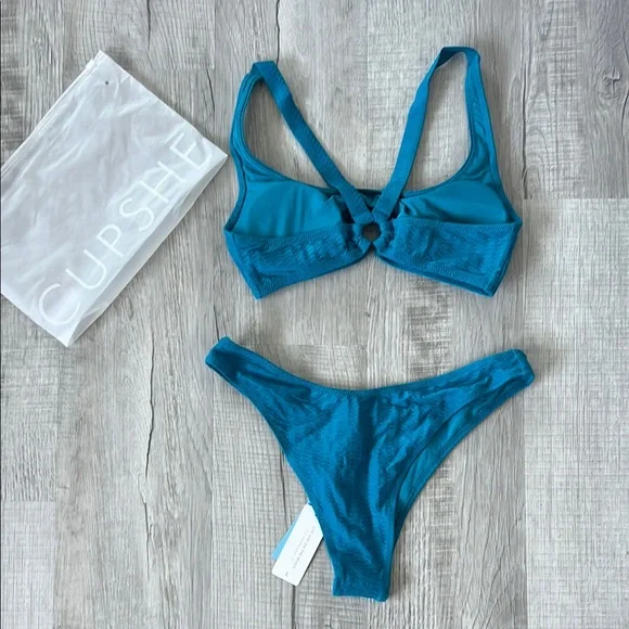 NWT Cupshe Blue Stylish O-Rings Bikini Set - Picture 2 of 5